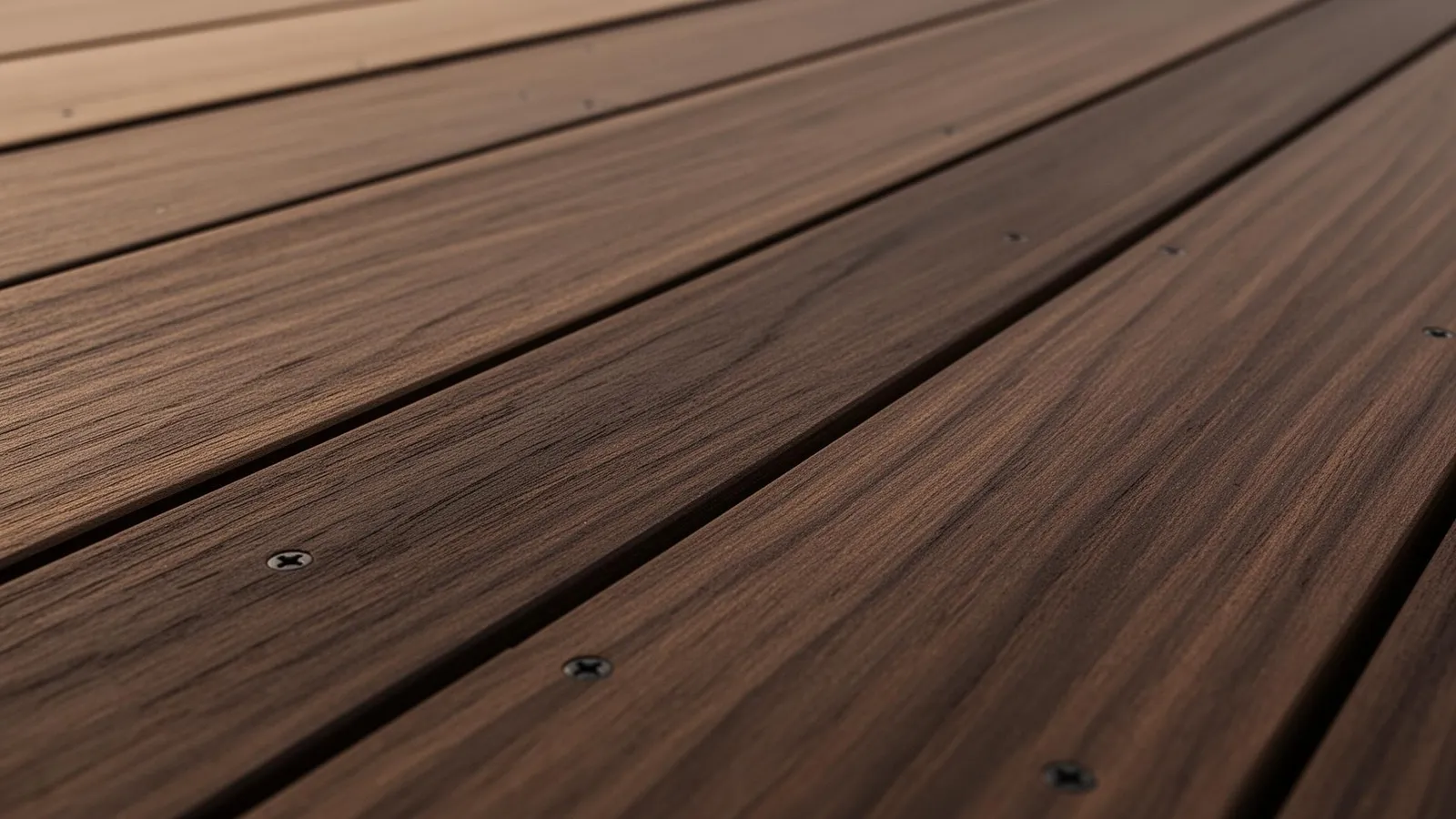 Luxora capped co-extruded composite decking board with 7-hole structural profile in walnut tone